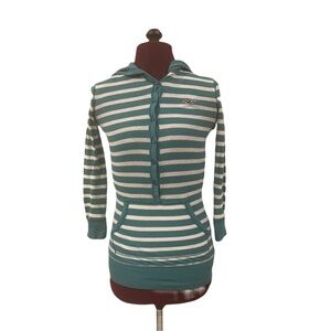 Hollister Co. green and white striped hoodie, xsmall